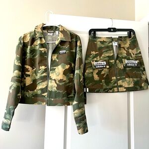 Women’s Adidas camo skirt and jacket set